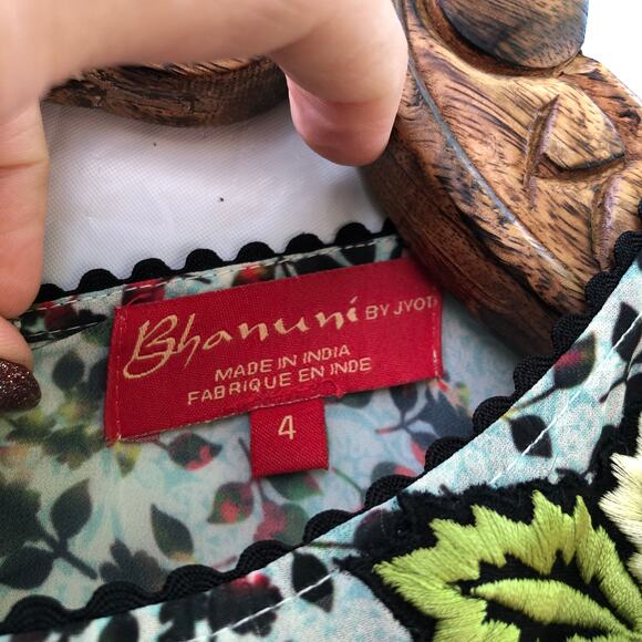 Anthropologie Bhanuni Jyoti Dress Bell Sleeve A Line Floral Embroidered Boho 4 - Picture 3 of 12